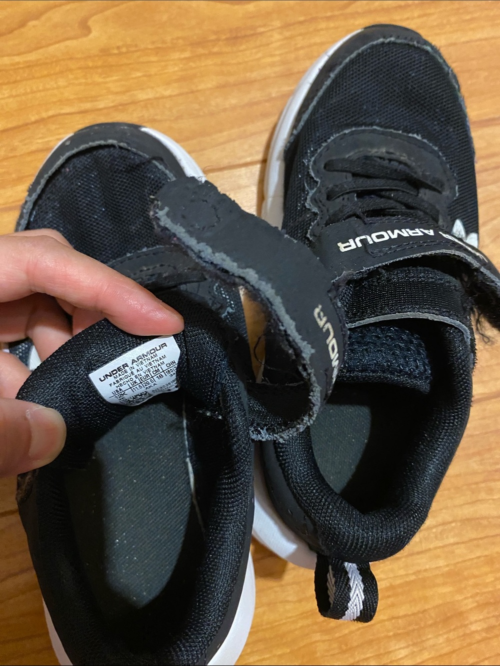 Under Armour Black Kids' Velcro Athletic Sneakers